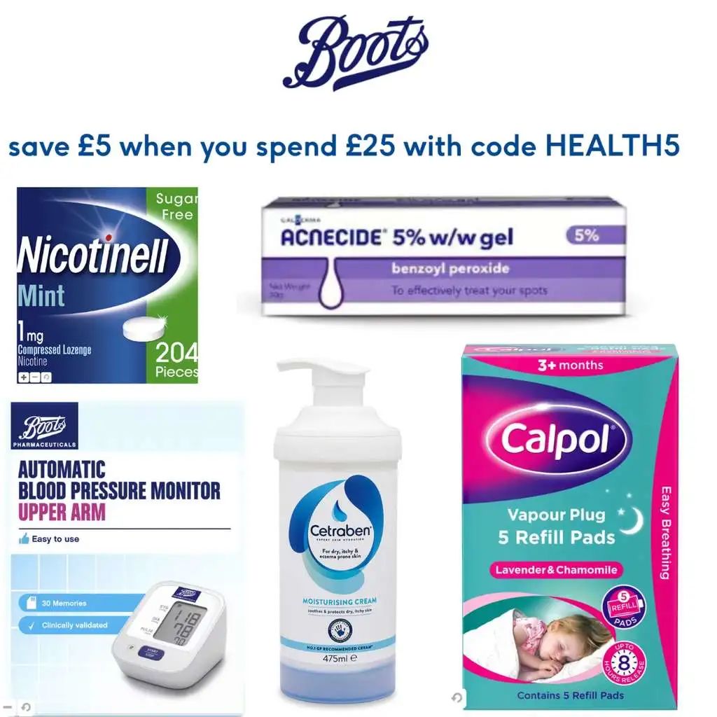 英国最大药妆店Boots  限时折扣满£25减£5