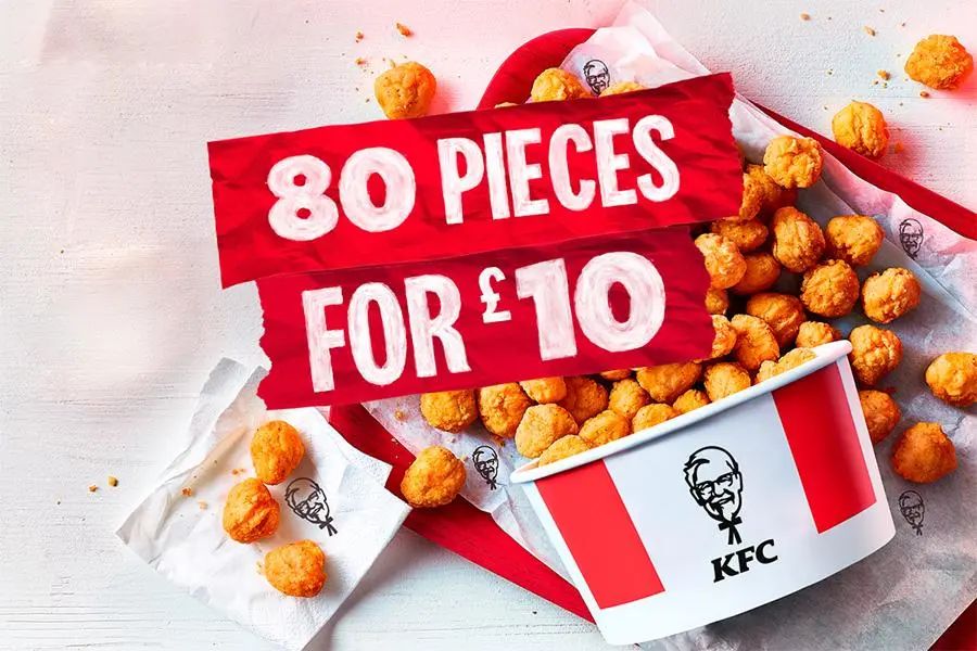 KFC肯德基劲巨折  超大桶劲爆鸡米花£10